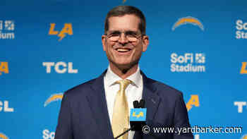 Chargers' Jim Harbaugh thinks that the 2024 NFL Draft may actually start with Los Angeles' fifth overall pick