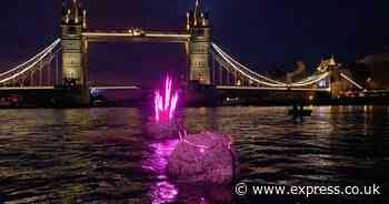 Two giant titans of cinema, Godzilla and Kong, have been spotted - in the Thames in London