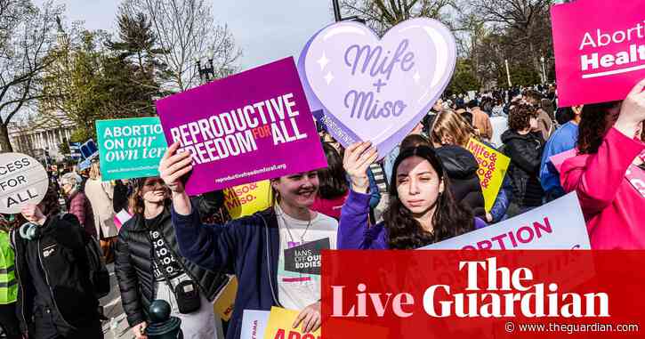 Supreme court hears abortion pill case that could restrict mifepristone access as protesters gather outside – live
