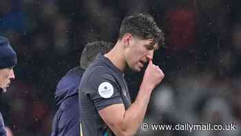 John Stones goes off injured minutes into England's clash with Belgium, days before Man City face Arsenal in a critical Premier League title clash