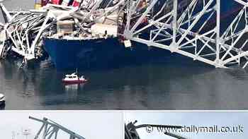 Crew of ship that smashed into Baltimore bridge could be stranded on board for TWO WEEKS as rescuers race to clear steel wreckage that collapsed onto stricken vessel
