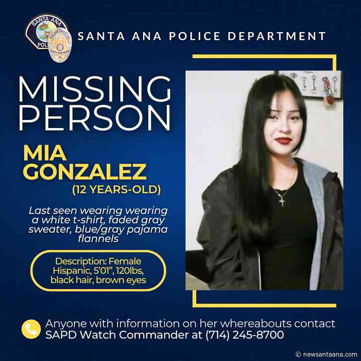 A 12-year-old girl is missing in Santa Ana