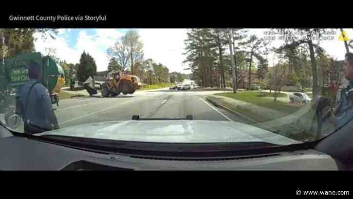 WATCH: Slow-speed chase between front loaders