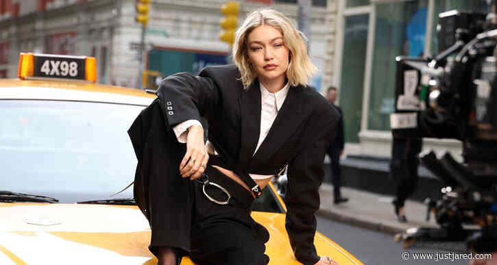 Gigi Hadid Poses on Top of Taxi While Filming Maybelline Commercial in NYC