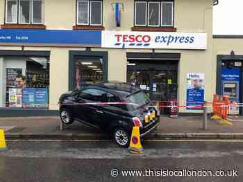 Warley Hill Brentwood Tesco crash: Car impaled on pole
