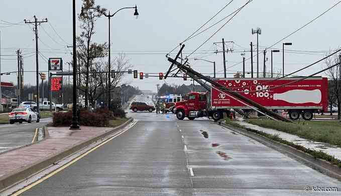 Traffic blocked in Edmond after Coca-Cola truck hits power lines