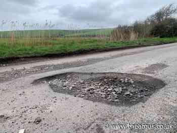 Huge pothole emerges on country lane in Cuckmere Valley