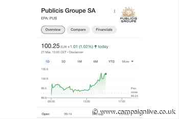Publicis stock price hits €100 for first time as valuation soars to €25bn