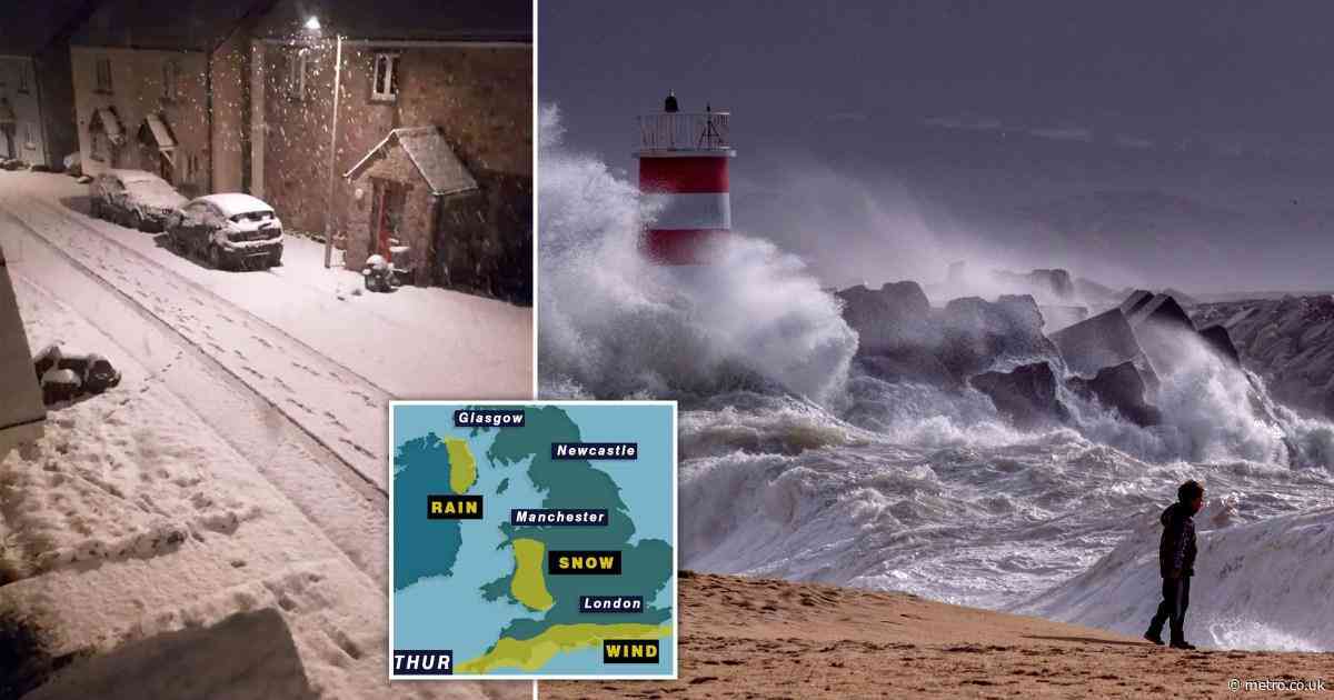 Brits wake up to snow before a battering from 70mph Storm Nelson