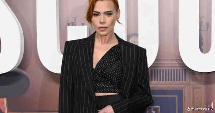 Billie Piper puts the power in powersuit with trouserless red carpet look for Netflix series