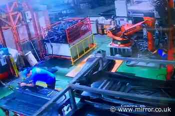 Shocking moment robot arm crushes worker to death in Thailand factory