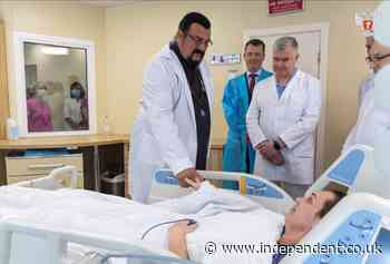 Actor Steven Seagal visits Moscow terror attack victims