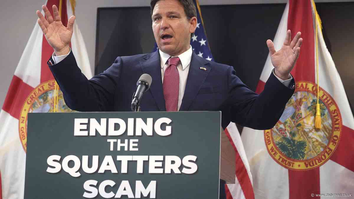 Ron DeSantis slams liberal New York and California for doing nothing about the surge in squatters as he signs bill to make sure they are immediately evicted