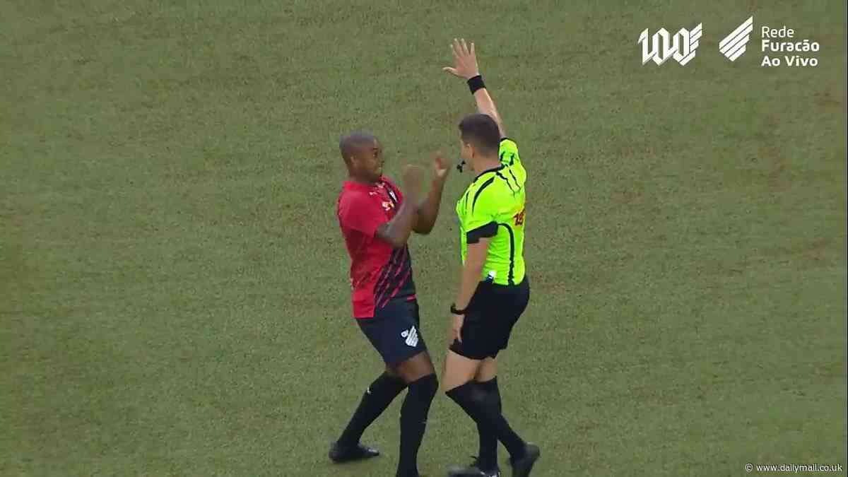 Fernandinho RAGES at referee who accidentally blocked his pass in Brazil... as ex-Man City star fronts up to the official with bizarre gestures but avoids punishment
