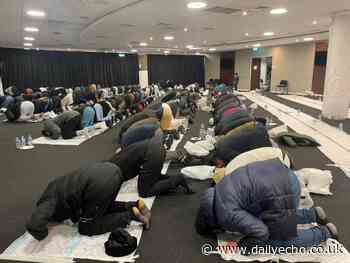 Muslims gather at St Mary's Stadium in Southampton for Iftar