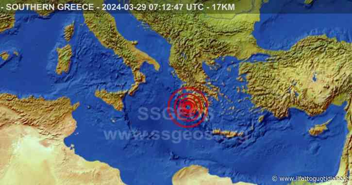 Terremoto di magnitudo 5,7 al largo della Grecia: sentito anche in diverse città pugliesi. Una settimana fa un’altra scossa