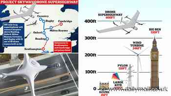 Britain's 'drone superhighway' will be completed this SUMMER: 165-mile long network will let pilotless devices fly between the Midlands and the Southeast - but sceptics warn it will be 'annoying and intrusive' for people living under the flight path