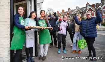 Hot cross bun queues run down street outside Brighton bakery