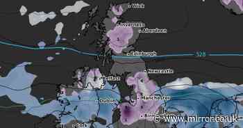 UK snow: Weather maps turn purple showing 'double event' as temperatures plunge to -4C