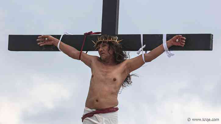 For the 35th time on Good Friday, a Filipino villager is nailed to a cross in reenactment