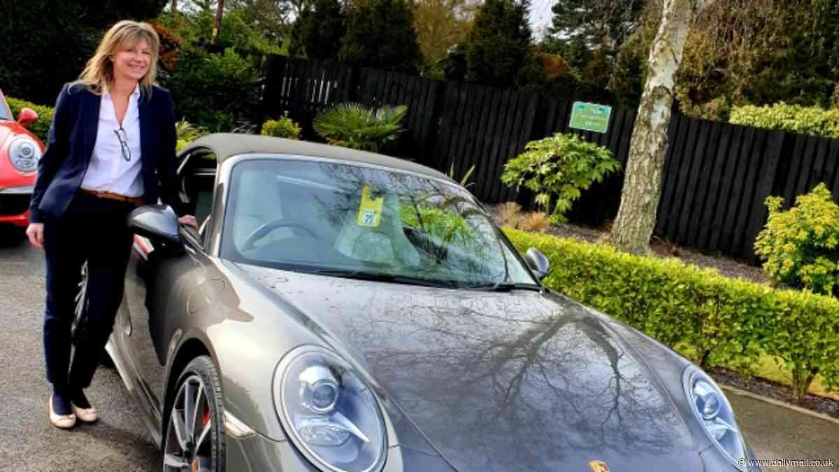 Porsche driver whose convertible was 'annihilated' when a £47,000 hybrid Jaguar 'went rogue' and reversed into her car says it's a miracle she wasn't inside
