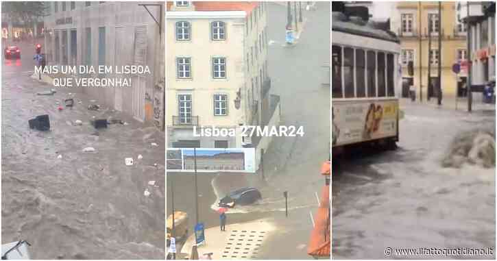 Lisbona sott’acqua per la depressione Nelson: strade come fiumi e traffico in tilt. Le impressionanti immagini