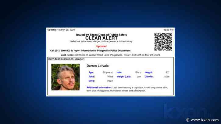 CLEAR Alert: Officials looking for 28-year-old man last seen in Pflugerville