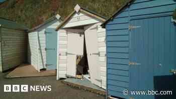 Newly installed beach huts damaged by Storm Nelson
