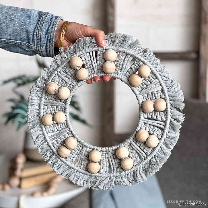 Macrame Wreath with Wood Beads