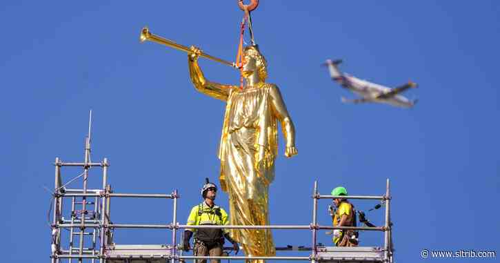 Four years after quake, Angel Moroni is back on top of the Salt Lake LDS Temple