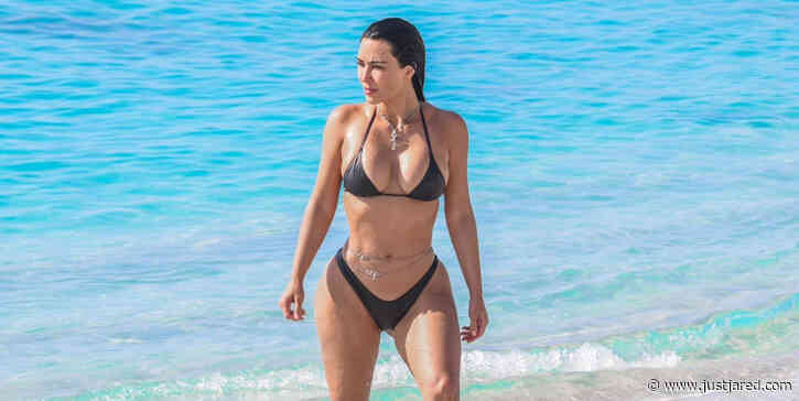 Kim Kardashian Spotted in Tiny Black Bikini During Turks & Caicos Vacation with Khloe & Family