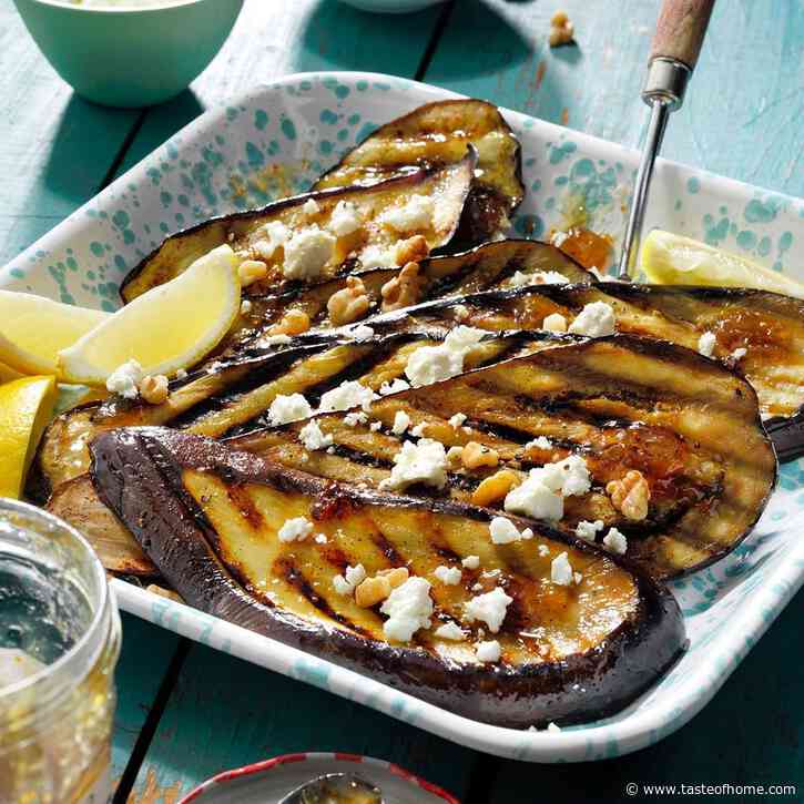 Grilled Eggplant with Fig, Feta and Walnuts