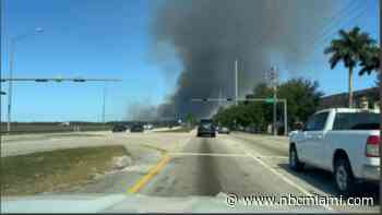 Road closure in Miami-Dade due to large brush fire