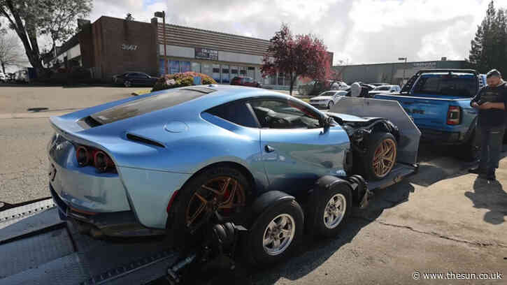 Michael B. Jordan’s mangled Ferrari 812 scooped up by YouTuber who plans to restore it months after crash