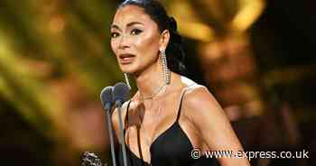 Nicole Scherzinger nearly trips and breaks down in tears accepting musical Olivier award