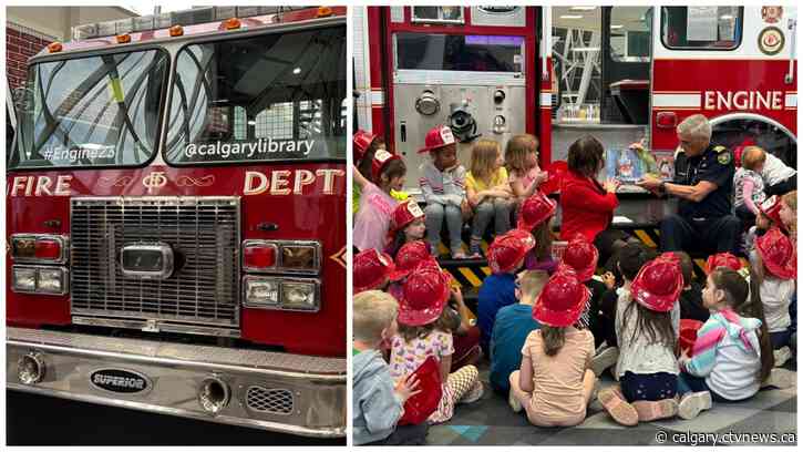 Calgary fire truck ready for play and adventure at Fish Creek Library