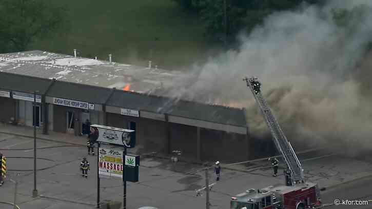 Crews battle strip mall fire in NW Oklahoma City