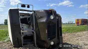 UPS truck overturns along Pointe Coupee road