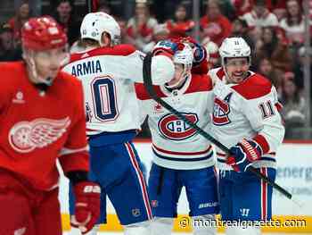 Liveblog: Hutson gets assist, Canadiens lead Red Wings 4-2