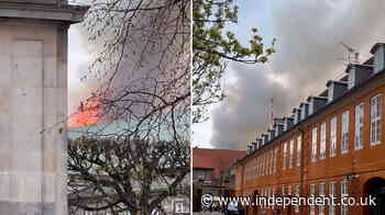 Smoke billows as fire breaks out at Copenhagen’s historic stock exchange