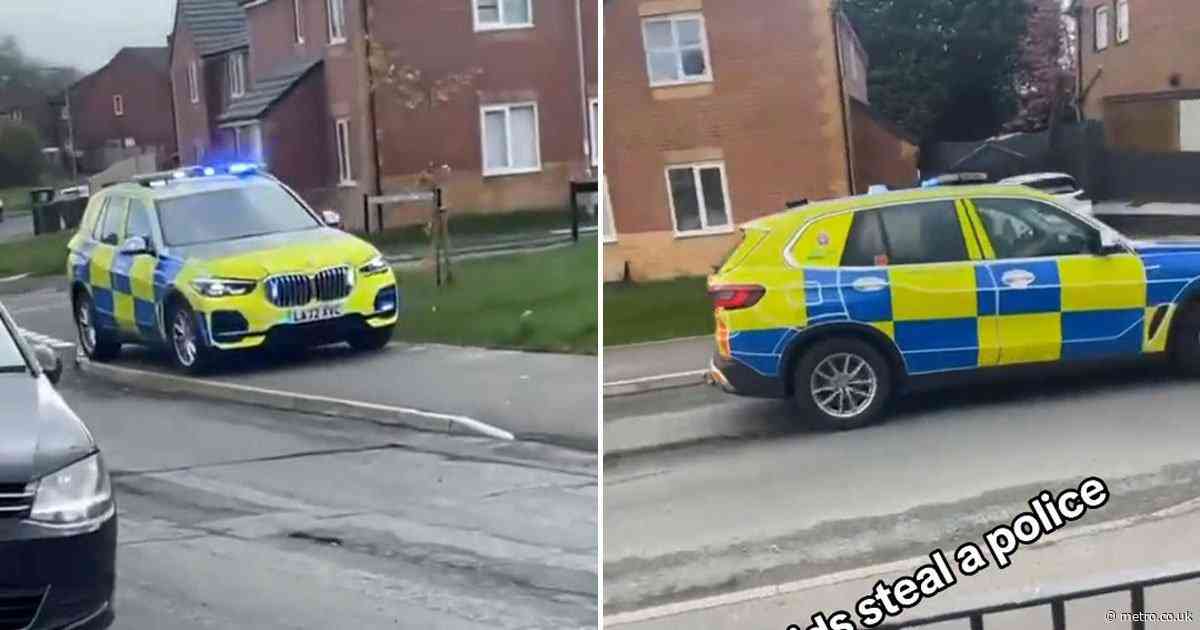 Children ‘steal’ police car and reverse at speed after officer runs after suspect