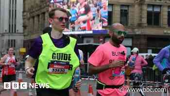 Blind man's joy after running marathon unaided