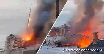 VIDEO | Toren stort in tijdens brand in iconisch gebouw Kopenhagen