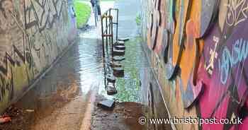 Makeshift path appears in Bristol underpass after weeks of flooding