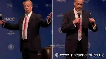 Watch moment Nigel Farage finds out police are waiting to shut down NatCon Conference live on stage