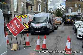 Malvern Road, Kilburn, closed due to gas leak roadworks