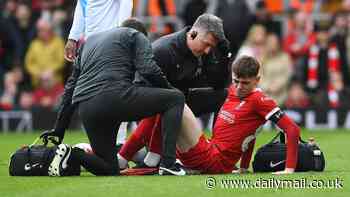 Liverpool star Conor Bradley faces a battle to be fit for title run-in after sustaining an ankle injury against Crystal Palace... with full back set to miss several key fixtures for the Reds