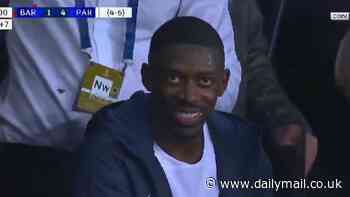 Fans claim Ousmane Dembele 'HATES' Barcelona as he is seen laughing as his former side capitulates against PSG to crash out of the Champions League after their fans booed him