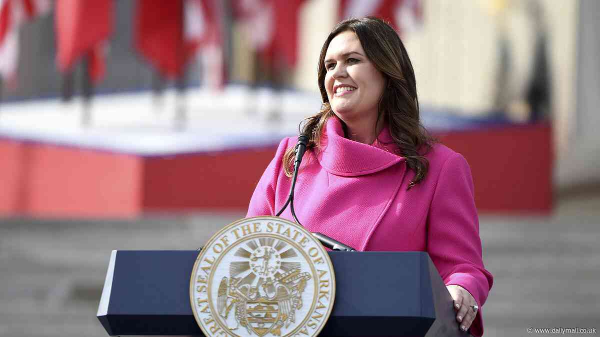Arkansas Gov. Sarah Huckabee Sanders lashes out at claims her $19,000 lectern bought with taxpayer funds broke state law as she posts picture saying 'come and take it'