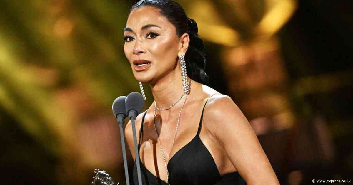 Nicole Scherzinger nearly trips and breaks down in tears accepting musical Olivier award